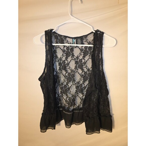 Weavers Black Lace Vest Sheet Vintage 80s Think Madonna Vibes Womens Size XL - Picture 1 of 2